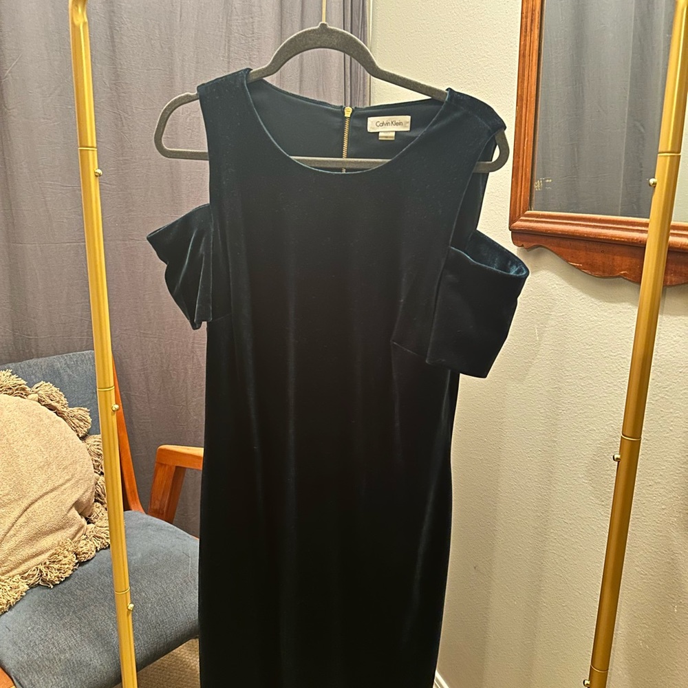Only worn once. Velvet cold shoulder Calvin Klein dress.